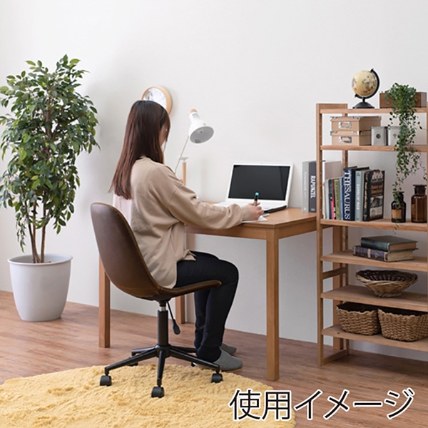 萩原 キャスター付き昇降チェア 丸型 ダークブラウン LC-4497DBR 1台(ご注文単位1台)【直送品】