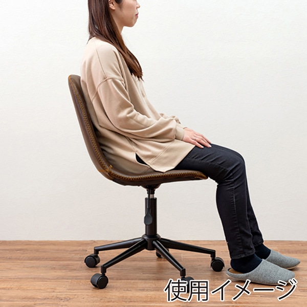 萩原 キャスター付き昇降チェア 丸型 ダークブラウン LC-4497DBR 1台(ご注文単位1台)【直送品】