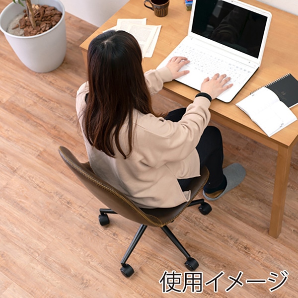 萩原 キャスター付き昇降チェア 丸型 ダークブラウン LC-4497DBR 1台(ご注文単位1台)【直送品】