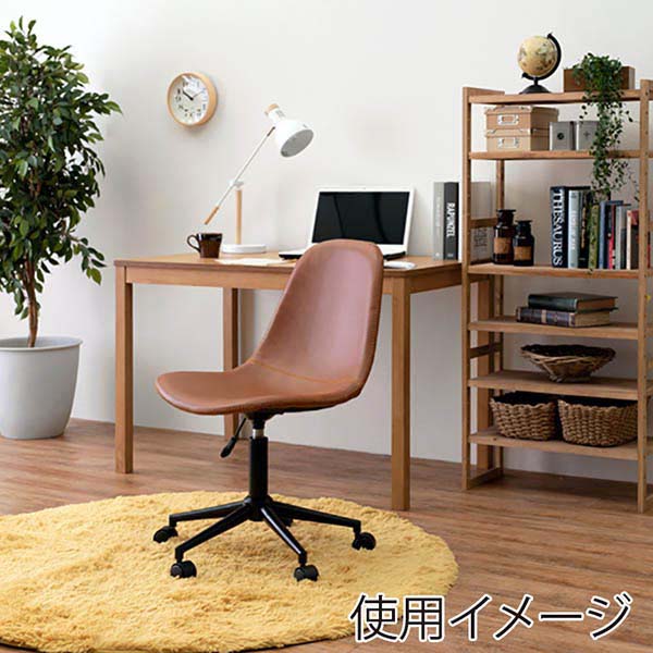 萩原 キャスター付き昇降チェア 丸型　ブラウン LC-4497BR 1台（ご注文単位1台）【直送品】