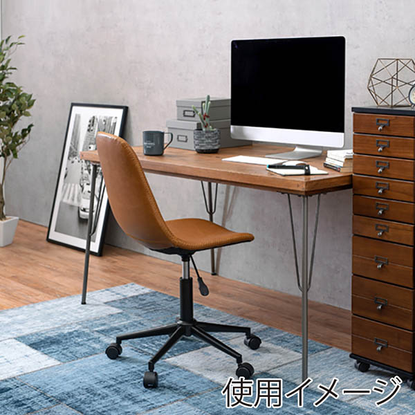 萩原 キャスター付き昇降チェア 丸型 キャメル LC-4497CA 1台(ご注文単位1台)【直送品】