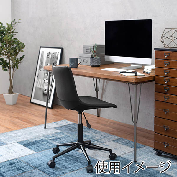 萩原 キャスター付き昇降チェア 角型 ブラック LC-4498BK 1台(ご注文単位1台)【直送品】