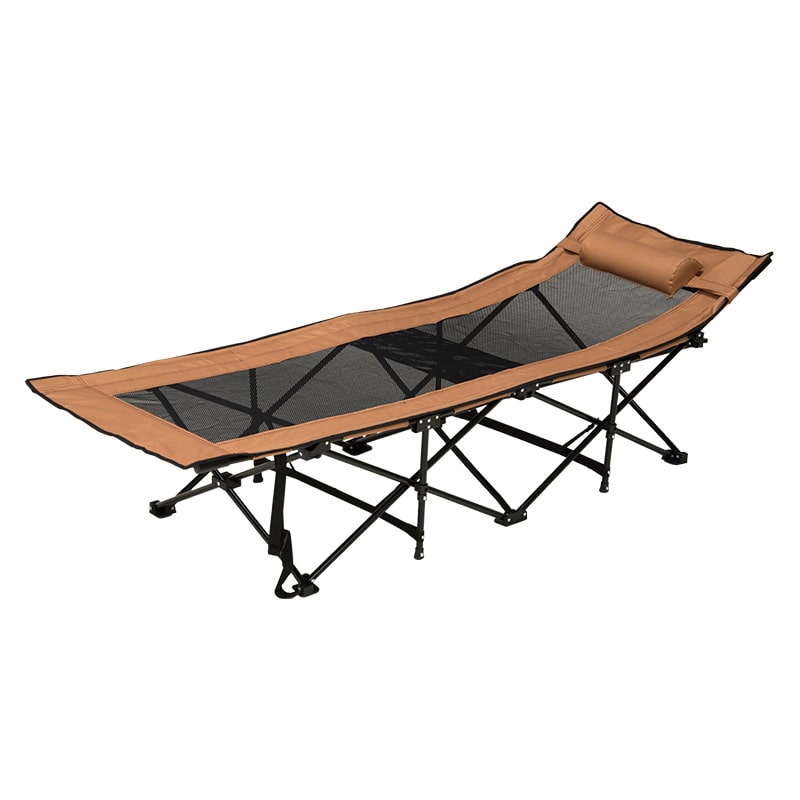 萩原 折りたたみアウトドアベッド ブラウン LOB-4439BR 1台（ご注文単位1台）【直送品】