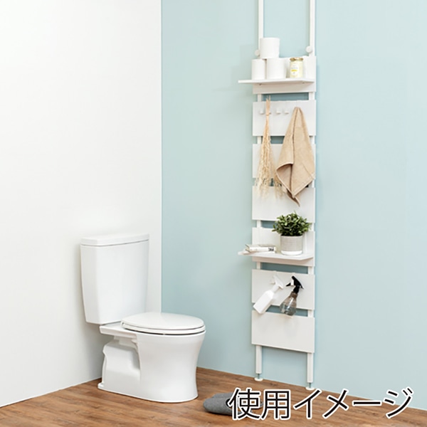 萩原 突っ張り式ウォールラック 幅40cm ホワイト×ホワイト KTR-3146WH 1台(ご注文単位1台)【直送品】