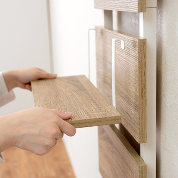 萩原 突っ張り式ウォールラック 幅40cm ナチュラル×ホワイト KTR-3146NW 1台(ご注文単位1台)【直送品】