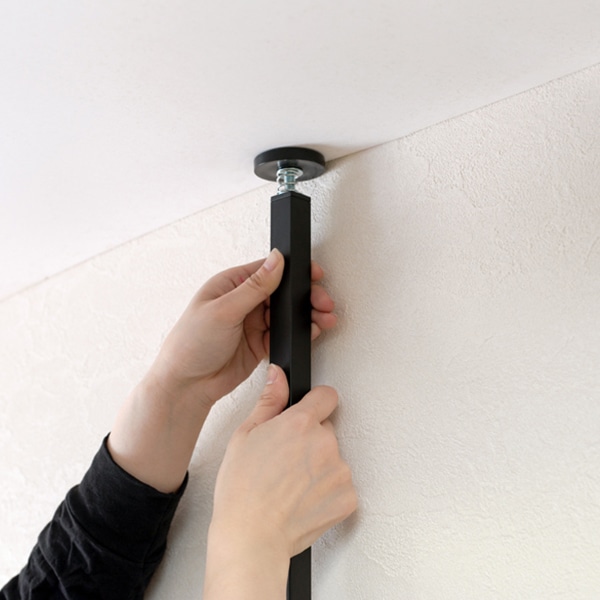 萩原 突っ張り式ウォールラック 幅40cm ブラウン×ブラック KTR-3146BB 1台(ご注文単位1台)【直送品】