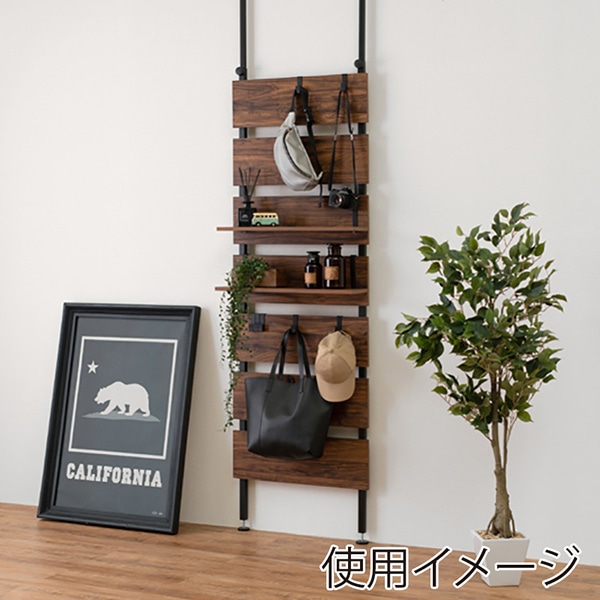 萩原 突っ張り式ウォールラック 幅60cm ブラウン×ブラック KTR-3147BB 1台(ご注文単位1台)【直送品】
