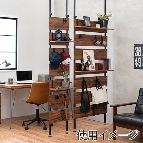 萩原 突っ張り式ウォールラック 幅80cm ブラウン×ブラック KTR-3148BB 1台(ご注文単位1台)【直送品】