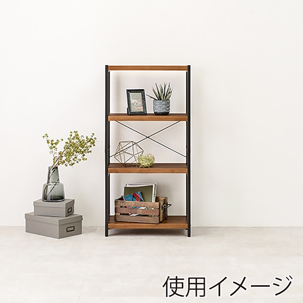 萩原 木製ラック　幅60cm　4段 ダークグレー×ライトブラウン MCC-6035DGLB 1台（ご注文単位1台）【直送品】