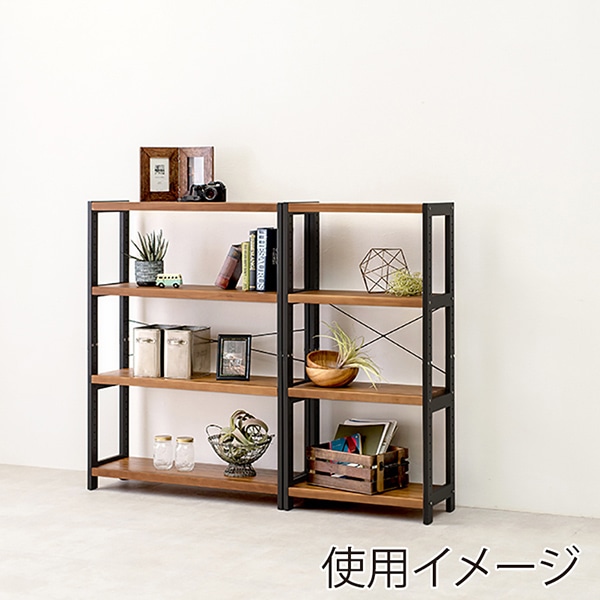 萩原 木製ラック　幅60cm　4段 ダークグレー×ライトブラウン MCC-6035DGLB 1台（ご注文単位1台）【直送品】