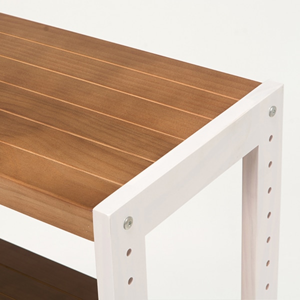 萩原 木製ラック 幅60cm 4段 ホワイトウォッシュ×ライトブラウン MCC-6035WSLB 1台(ご注文単位1台)【直送品】