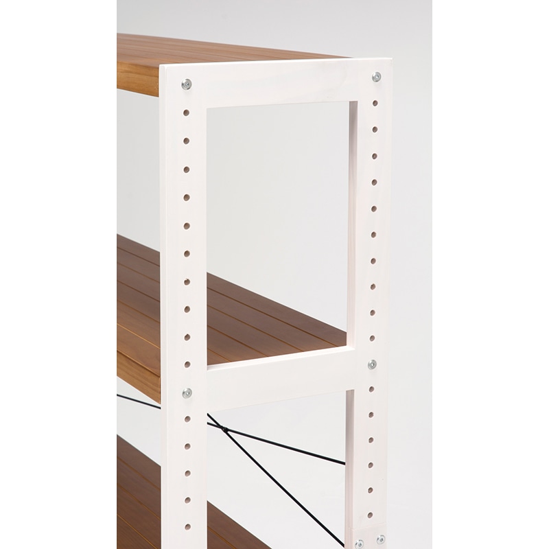 萩原 木製ラック 幅60cm 4段 ホワイトウォッシュ×ライトブラウン MCC-6035WSLB 1台(ご注文単位1台)【直送品】