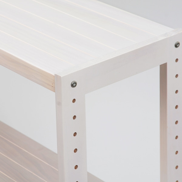 萩原 木製ラック　幅60cm　4段 ホワイトウォッシュ MCC-6035WS 1台（ご注文単位1台）【直送品】