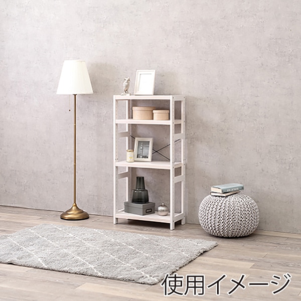 萩原 木製ラック　幅60cm　4段 ホワイトウォッシュ MCC-6035WS 1台（ご注文単位1台）【直送品】