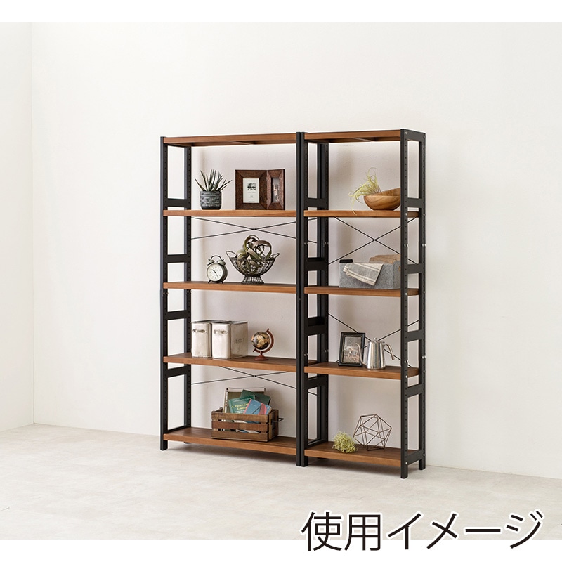 萩原 木製ラック　幅60cm　5段 ダークグレー×ライトブラウン MCC-6036DGLB 1台（ご注文単位1台）【直送品】