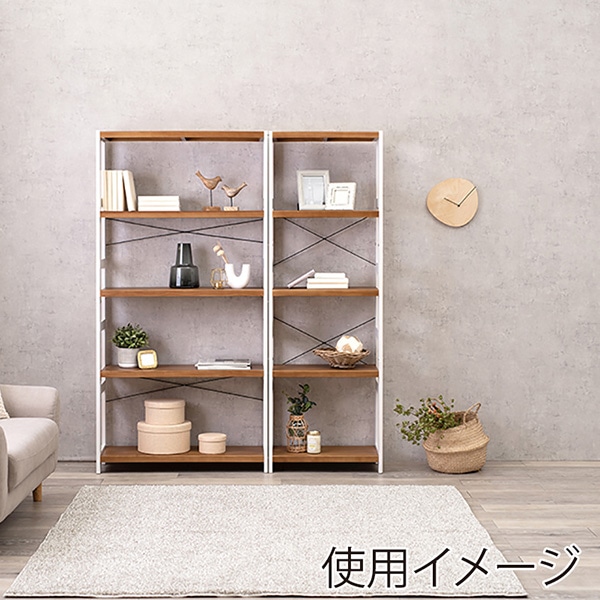 萩原 木製ラック 幅60cm 5段 ホワイトウォッシュ×ライトブラウン MCC-6036WSLB 1台(ご注文単位1台)【直送品】