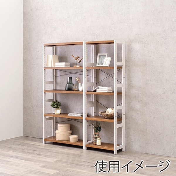 萩原 木製ラック 幅60cm 5段 ホワイトウォッシュ×ライトブラウン MCC-6036WSLB 1台(ご注文単位1台)【直送品】