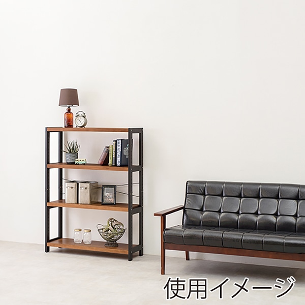 萩原 木製ラック 幅40cm 4段 ダークグレー×ライトブラウン MCC-6037DGLB 1台(ご注文単位1台)【直送品】