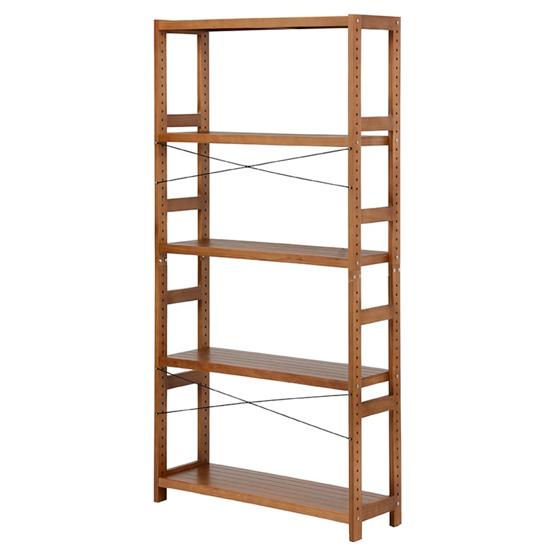 萩原 木製ラック 幅40cm 5段 ライトブラウン MCC-6038LBR 1台(ご注文単位1台)【直送品】
