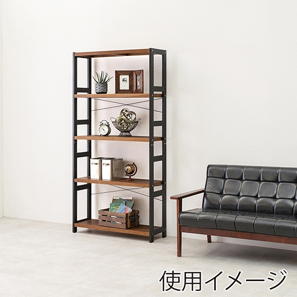 萩原 木製ラック 幅40cm 5段 ダークグレー×ライトブラウン MCC-6038DGLB 1台(ご注文単位1台)【直送品】