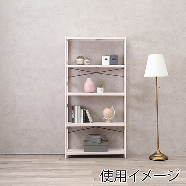 萩原 木製ラック 幅40cm 5段 ホワイトウォッシュ MCC-6038WS 1台(ご注文単位1台)【直送品】