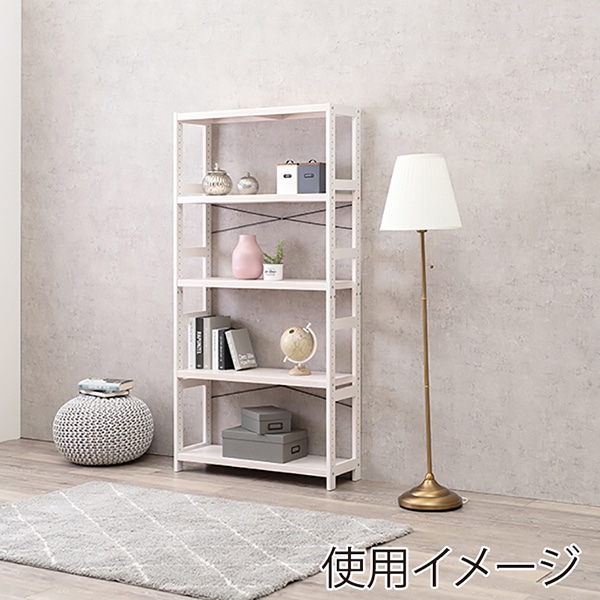 萩原 木製ラック 幅40cm 5段 ホワイトウォッシュ MCC-6038WS 1台(ご注文単位1台)【直送品】