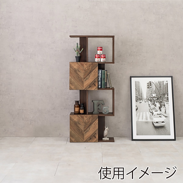 萩原 扉付きオープンラック　幅59cm　5段 ブラウン RCC-1015BR 1台（ご注文単位1台）【直送品】