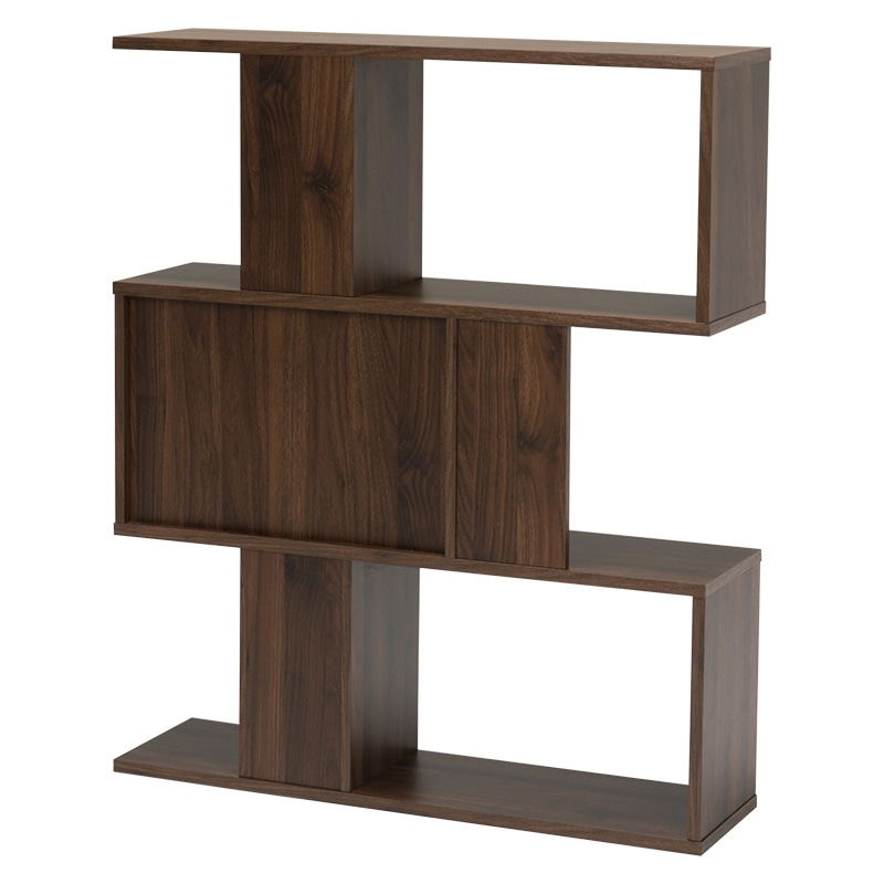 萩原 扉付きオープンラック 幅90cm 4段 ブラウン RCC-1016BR 1台(ご注文単位1台)【直送品】