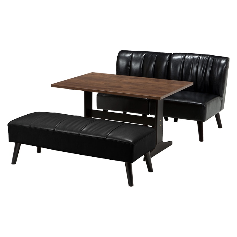 萩原 テリア ダイニング4点セット ブラック VDT-7307ABテリアPBK 1セット(ご注文単位1セット)【直送品】