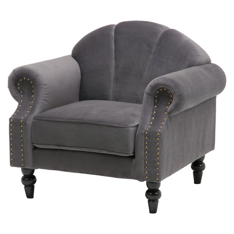 萩原 ベロア調ソファ 1人掛け チャコールグレー ルコ1P-CGY 1台(ご注文単位1台)【直送品】