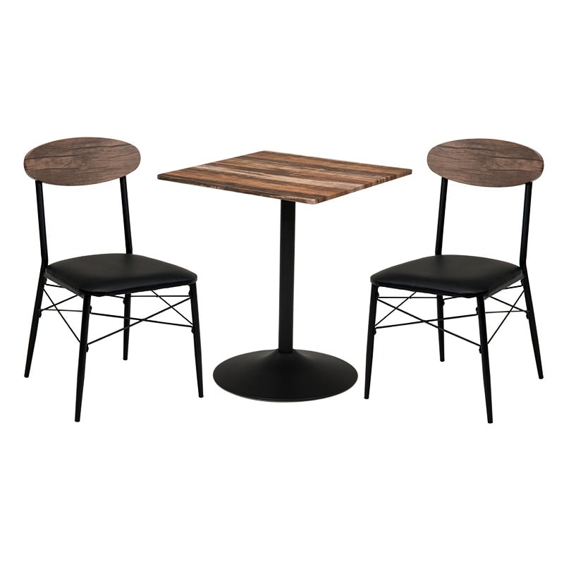 萩原 テーブル&チェア 3点セット 角型テーブル ライトブラウン LT-4919LBR78BK-S 1セット(ご注文単位1セット)【直送品】