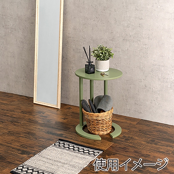 萩原 サイドテーブル　幅40cm モスグリーン VT-7974MG 1台（ご注文単位1台）【直送品】