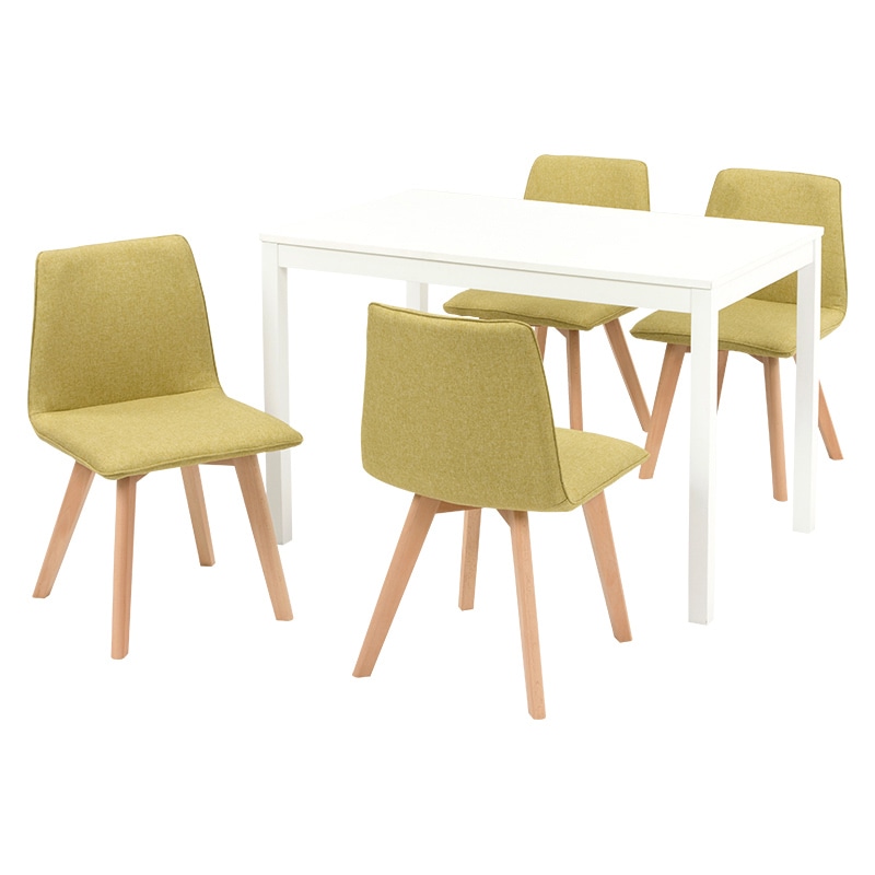 萩原 ダイニング5点セット ホワイト×グリーン SH-8618WH-GR-5S 1セット(ご注文単位1セット)【直送品】