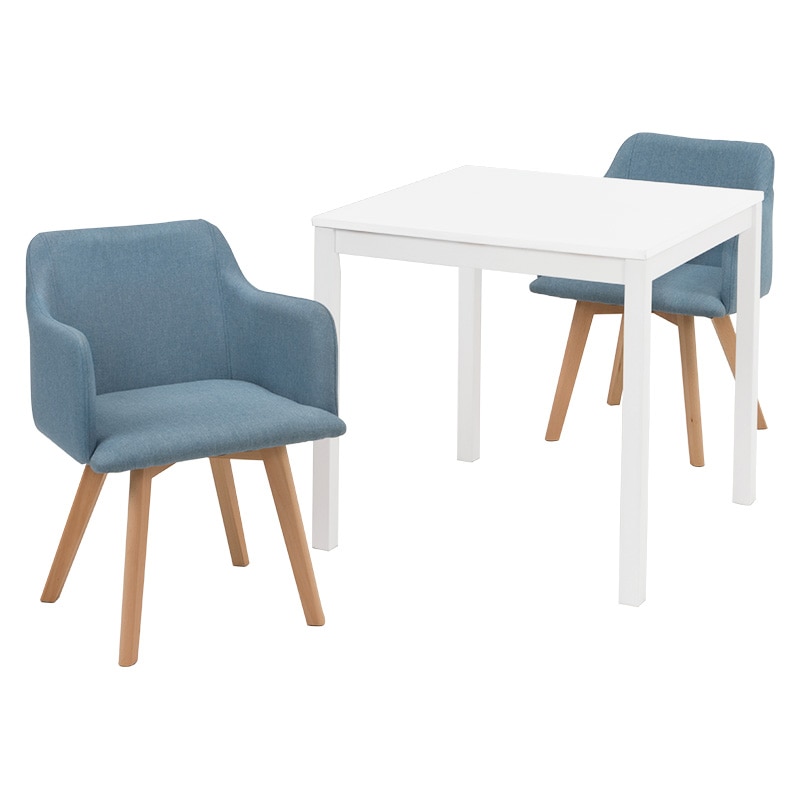 萩原 ダイニング3点セット ホワイト×ブルー SH-8620WH-23BL-3S 1セット(ご注文単位1セット)【直送品】