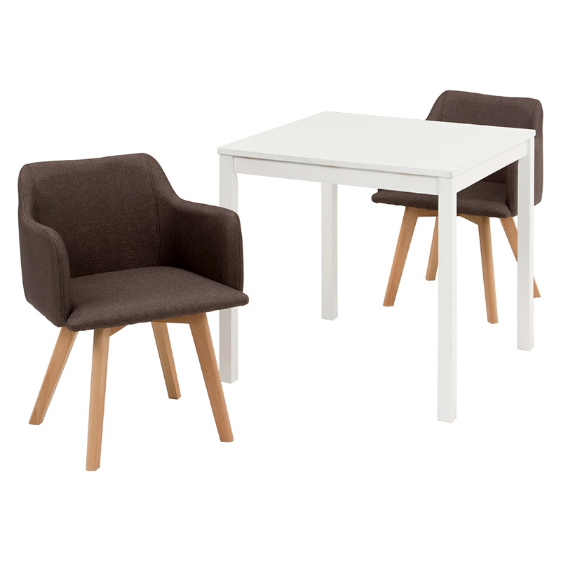萩原 ダイニング3点セット ホワイト×ブラウン SH-8620WH-23BR-3S 1セット(ご注文単位1セット)【直送品】