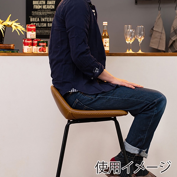 萩原 カウンターチェア 背もたれ付 高さ75.5cm キャメル LC-4536CA 1台(ご注文単位1台)【直送品】