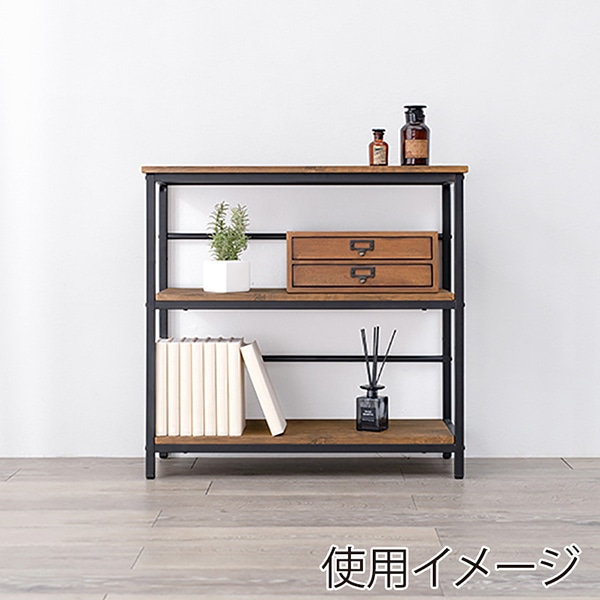 萩原 3段ラック　幅75cm ブラウン LCC-4673-BR 1台（ご注文単位1台）【直送品】