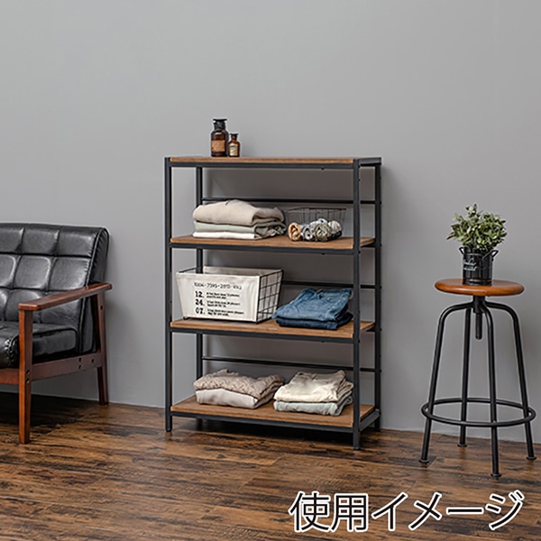 萩原 4段ラック 幅75cm ブラウン LCC-4674-BR 1台(ご注文単位1台)【直送品】