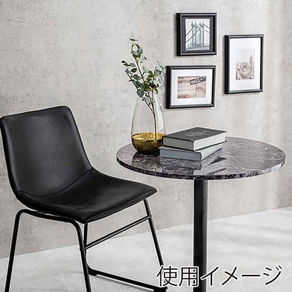 萩原 カフェテーブル 丸型 幅60cm マーブルブラック LT-4918MBK 1台(ご注文単位1台)【直送品】