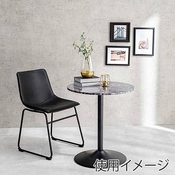 萩原 カフェテーブル 丸型 幅60cm マーブルブラック LT-4918MBK 1台(ご注文単位1台)【直送品】