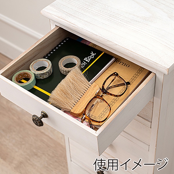 萩原 スリムチェスト　引出し8杯 アンティークホワイト MCH-6271AW 1台（ご注文単位1台）【直送品】