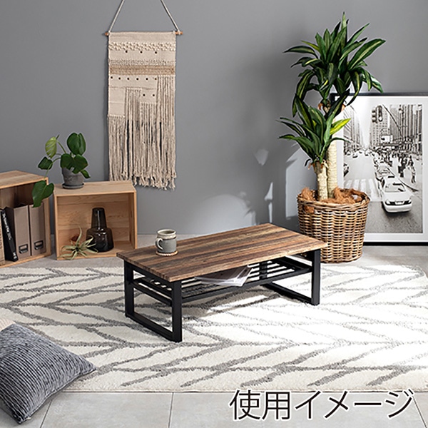 萩原 折りたたみテーブル　棚付　四角脚 ライトブラウン LT-4398LBR 1台（ご注文単位1台）【直送品】