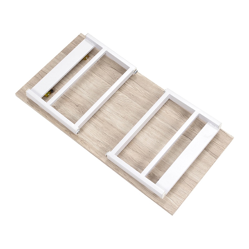 萩原 折りたたみテーブル 棚付 四角脚 ホワイト LT-4398WH 1台(ご注文単位1台)【直送品】