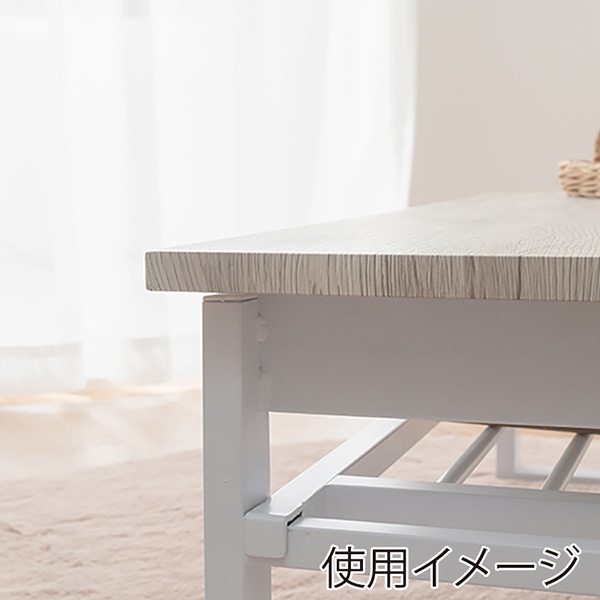 萩原 折りたたみテーブル 棚付 四角脚 ホワイト LT-4398WH 1台(ご注文単位1台)【直送品】