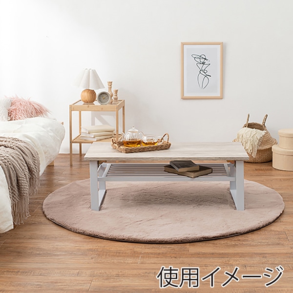 萩原 折りたたみテーブル 棚付 四角脚 ホワイト LT-4398WH 1台(ご注文単位1台)【直送品】