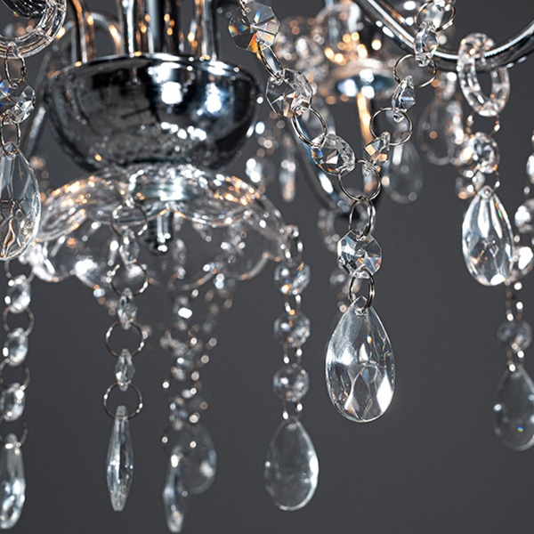 萩原 ガラスシャンデリア 5灯 シルバー NL-8628SL 1台(ご注文単位1台)【直送品】