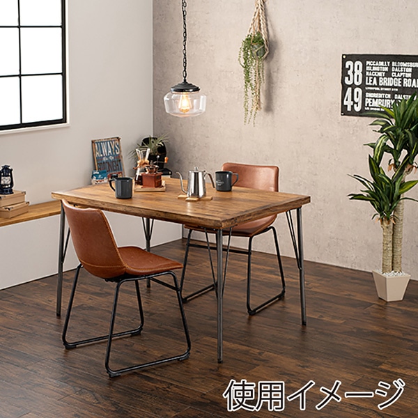 萩原 ダイニング 3点セット 鉄脚テーブル チェアBタイプ ブラウン RT-2943-120-BBR-3S 1セット(ご注文単位1セット)【直送品】