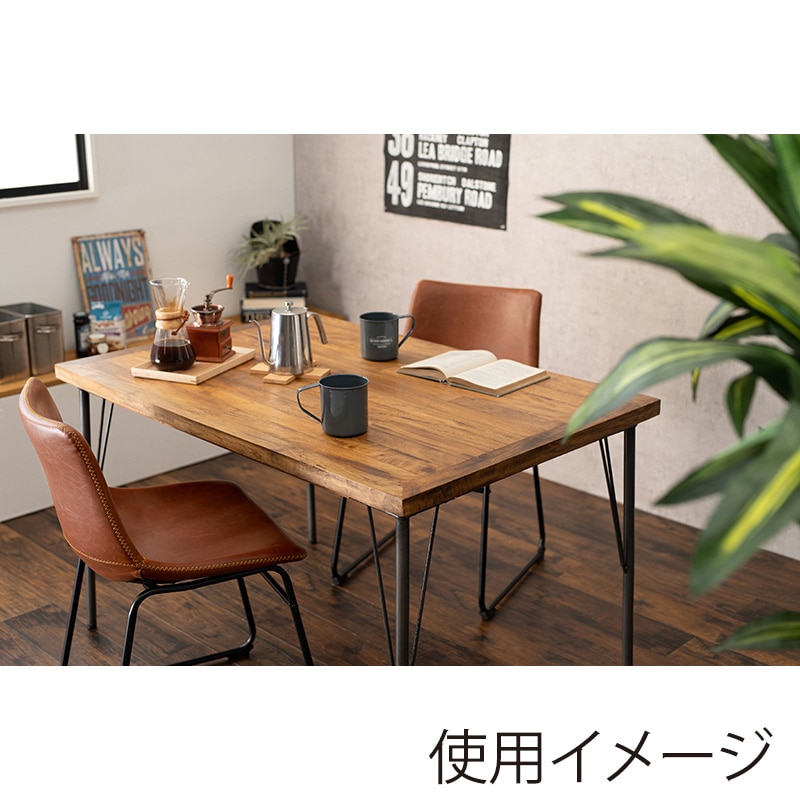 萩原 ダイニング 3点セット 鉄脚テーブル チェアBタイプ ブラウン RT-2943-120-BBR-3S 1セット(ご注文単位1セット)【直送品】