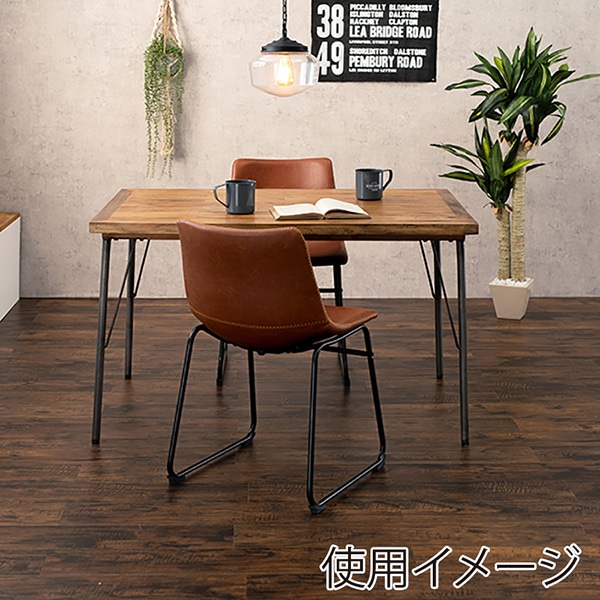 萩原 ダイニング 3点セット 鉄脚テーブル チェアBタイプ ブラウン RT-2943-120-BBR-3S 1セット(ご注文単位1セット)【直送品】