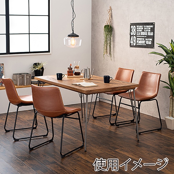 萩原 ダイニング 5点セット 鉄脚テーブル チェアBタイプ ブラウン RT-2943-140-BBR-5S 1セット(ご注文単位1セット)【直送品】